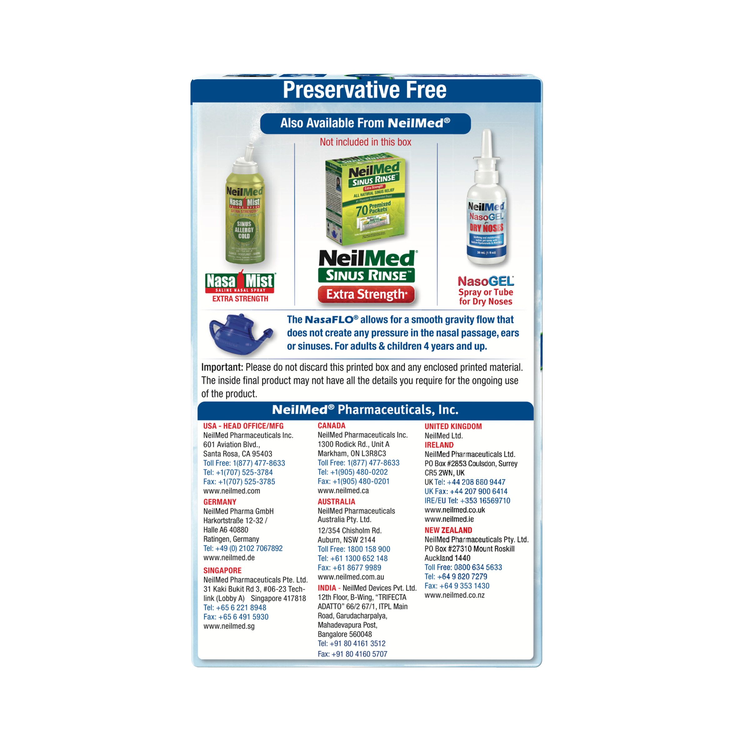 NasaFlo Neti Pot with 60 Packets