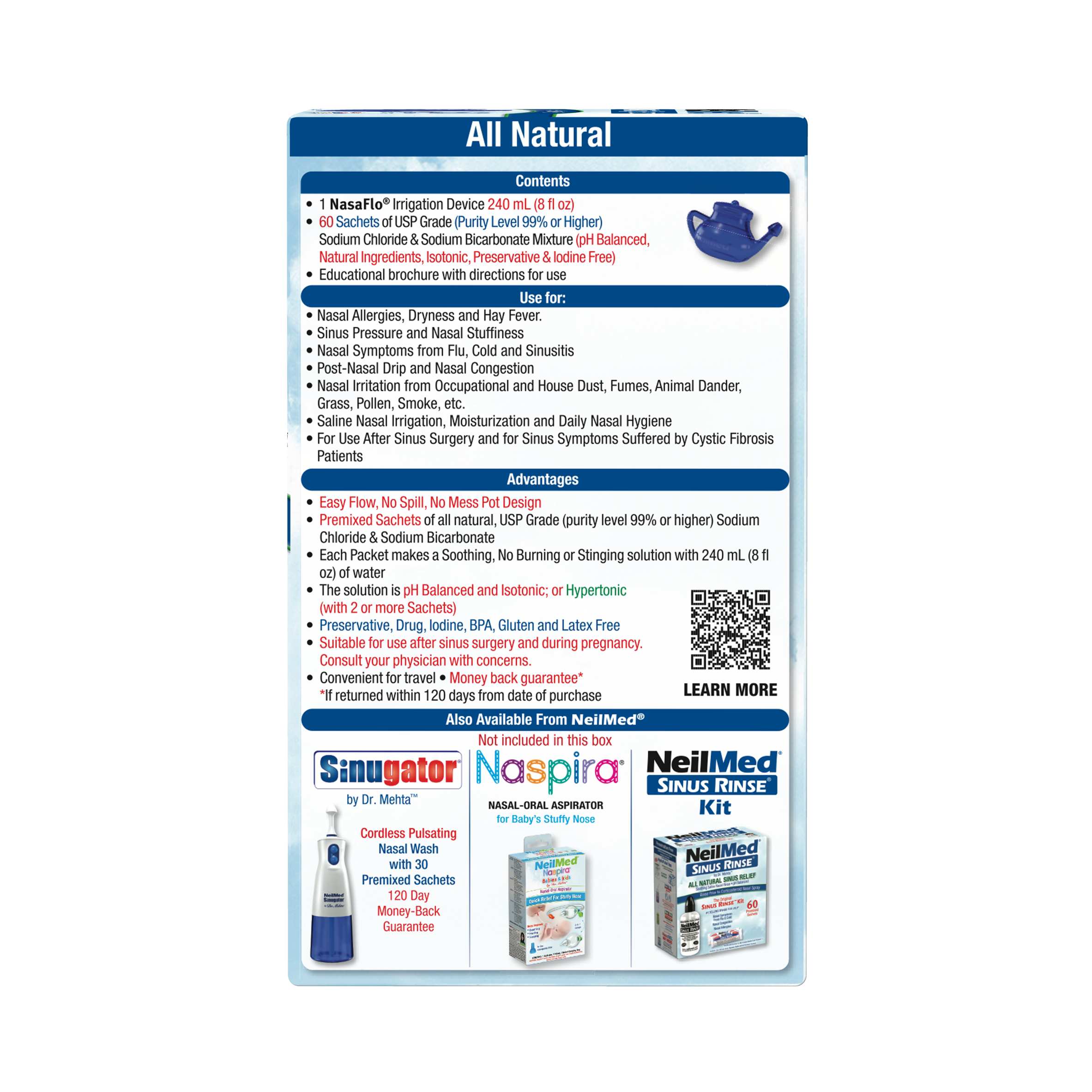 NasaFlo Neti Pot with 60 Packets