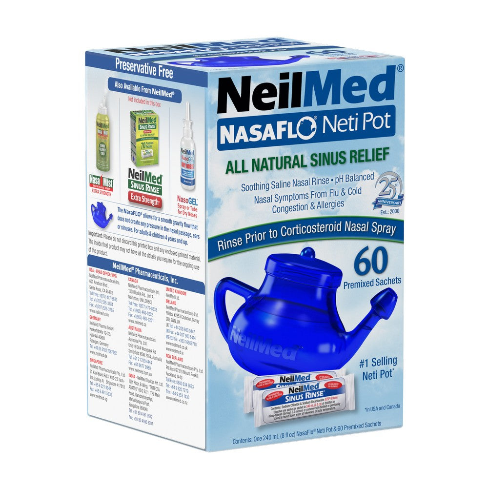 NasaFlo Neti Pot with 60 Packets